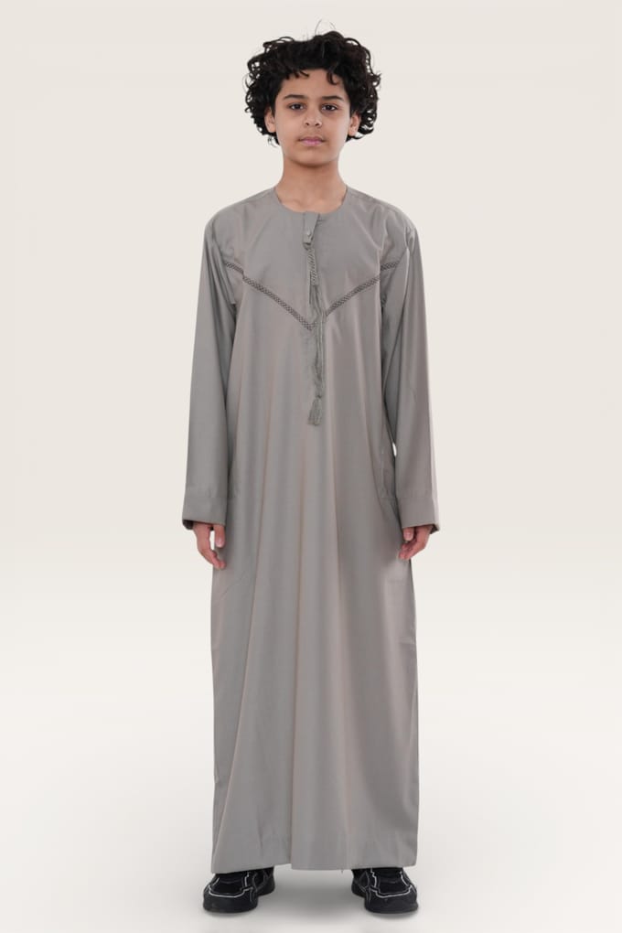 Kinderen jongens beige Eid Marokkaanse Thobe gewaad Djellaba Ramadan Eid Jubba-LFS K-HM10