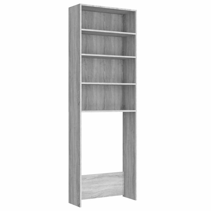 vidaXL - Wasmachinekast - 64x24x190 - cm - grijs - sonoma - eikenkleurig