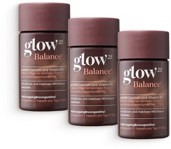 Glow25® Balance (3x 60 capsules) - 3-in-1 Formule - biotisch supplement - voor een rustige buik & energie