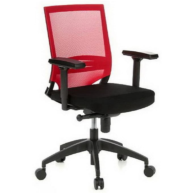 Bureaustoel PORTO BASE mesh stof, zwart/ rood hjh OFFICE