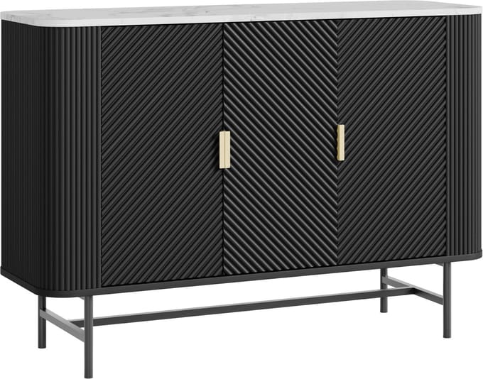 Dressoir Olvehok 110x40x77 cm marmerlook wit en zwart [en.casa]