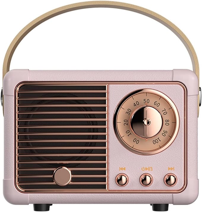Retro bluetooth luidspreker - vintage luidspreker met klassieke antieke stijl - luid volume - draadloze Bluetooth 5.0-verbinding - bluetooth luidsprekers boxen - roze
