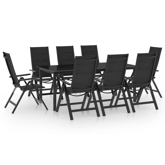 vidaXL - 9-delige - Tuinset - aluminium - antracietkleurig