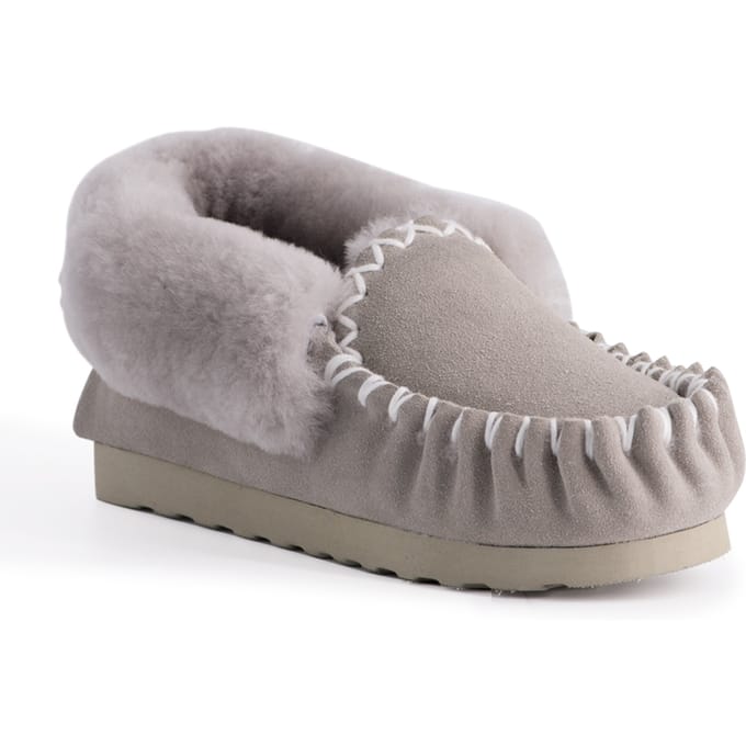 Aus Wooli "Waterloo" Australia Hand Stitched Women's Sheepskin Moccasin, Licht Grijs