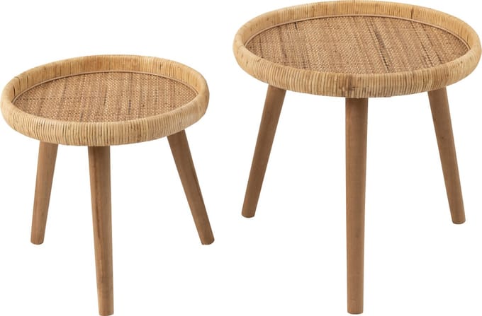 J-Line tafel Lurne - hout - naturel - set van 2