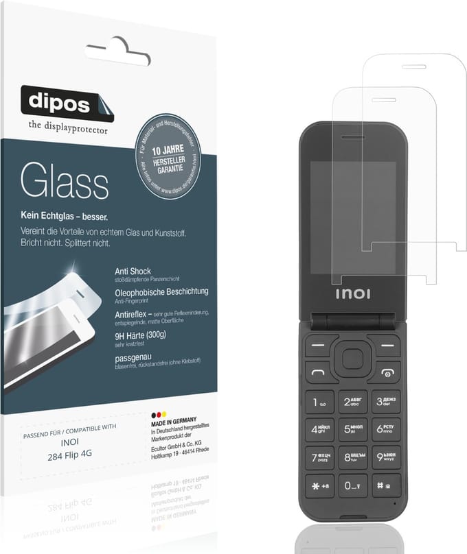 dipos – 2x Matte Pantserfolie geschikt voor INOI 284 Flip 4G | 9H Screenprotector