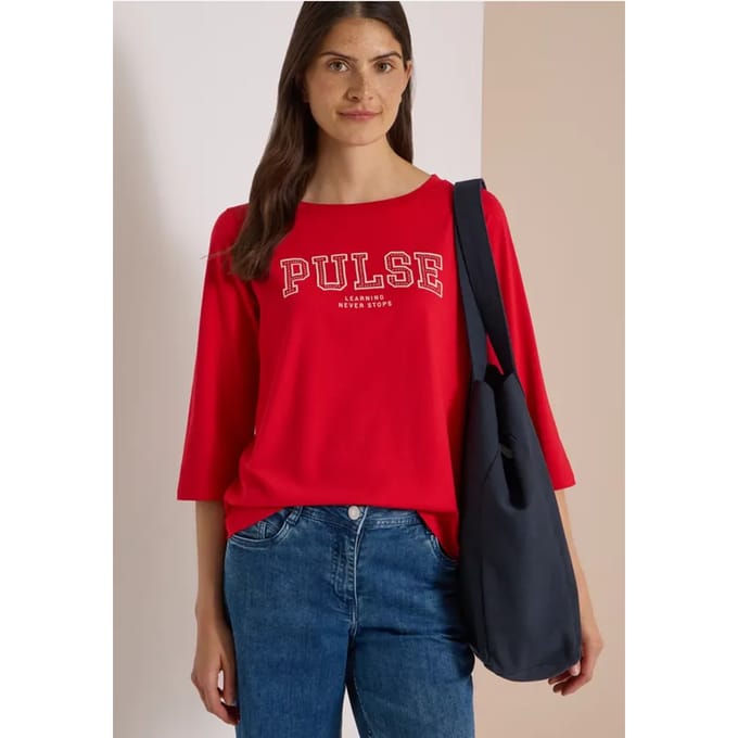 Shirt met 3/4-mouwen, boothals en print