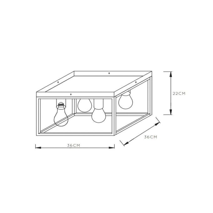 Lucide Ruben plafondlamp, zwart, 36 cm, 4-lamps, metaal, E27