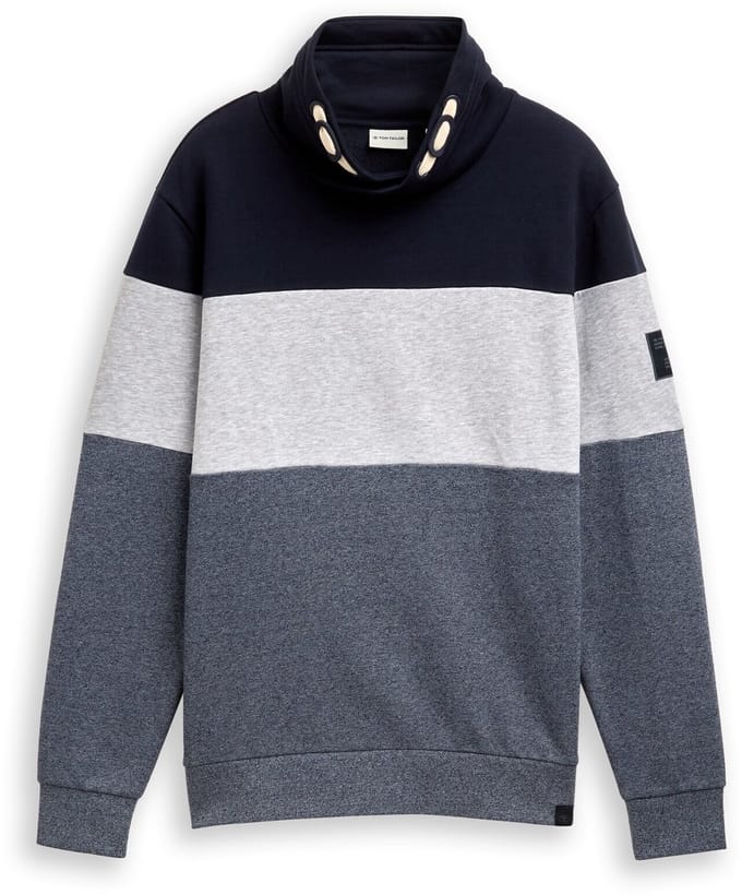 Tom Tailor - Snood Sweatshirt met colour blocking - Maat S - navy grindle structure