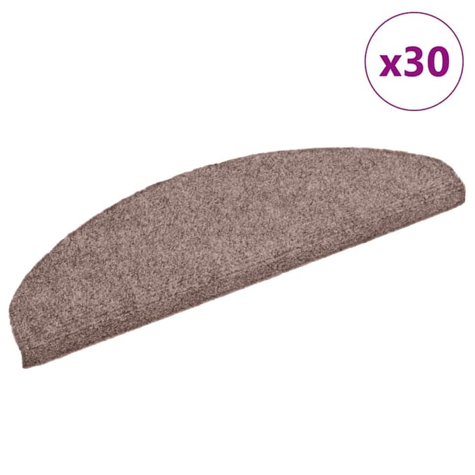vidaXL - Trapmatten - Zelfklevend - 30 - stuks - 65x21x4 - cm - lichtbruin - Halfrond - Groot