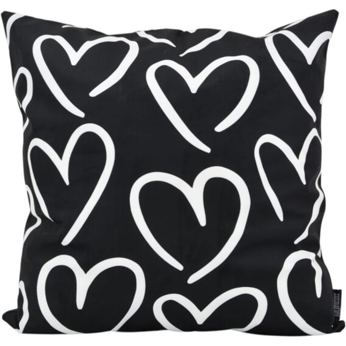 Gek op kussens! Sierkussen hartjes zwart | 45 x 45 cm | katoen/polyester