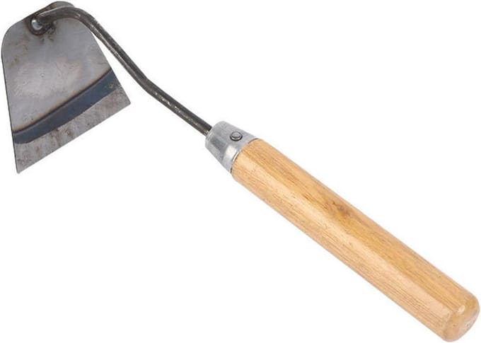 Multifunctionele Tuinwoede Trektool met Roestvrijstalen Schep en Houten Handvat