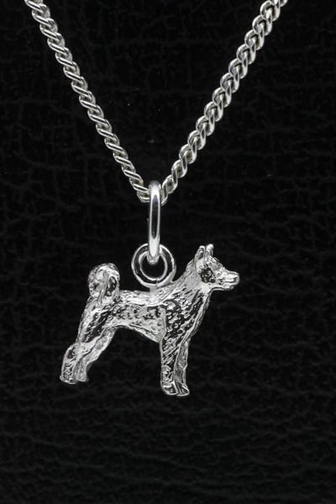 Zilveren Shika inu ketting hanger - klein