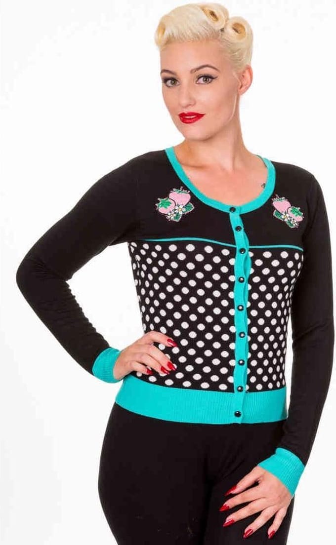 Dancing Days - Sweet Strawberry Cardigan - S - Zwart/Blauw
