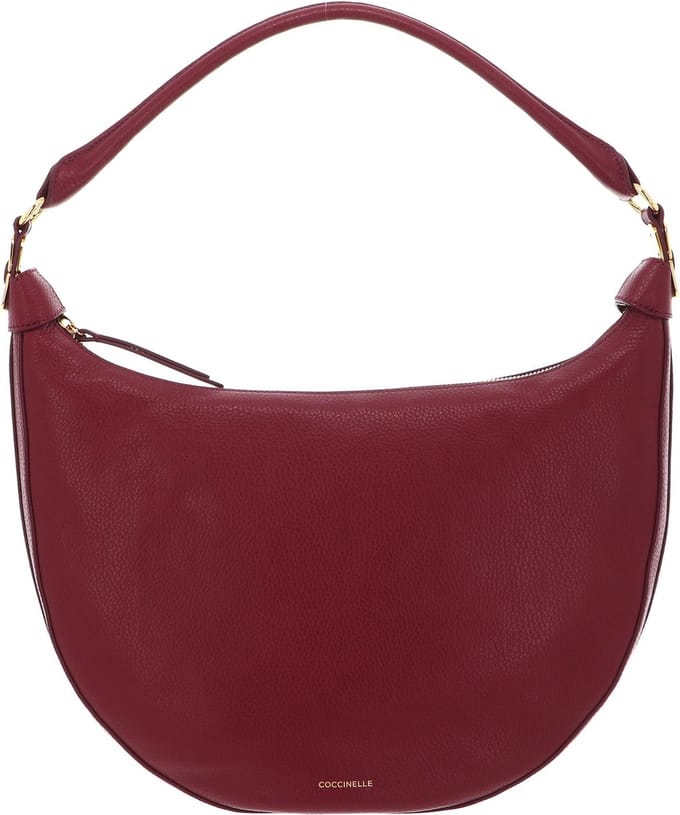 COCCINELLE Leren Schoudertas Sunnie Handbag Grained Leather Garnet Red Wijnrood