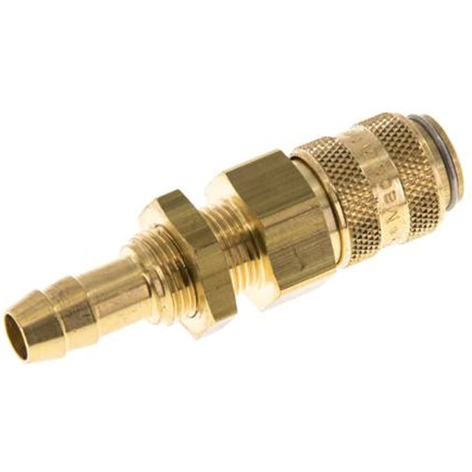 Messing DN 5 Luchtkoppeling Snelkoppeling 8 mm Slangpilaar Schotkoppeling