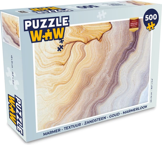 Puzzel Marmer - Textuur - Zandsteen - Goud - Marmerlook - Legpuzzel - Puzzel 500 stukjes