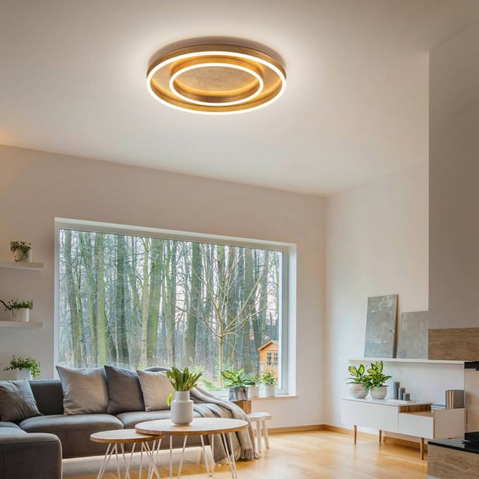 Helestra Sona LED plafondlamp dimbaar Ø60cm goud