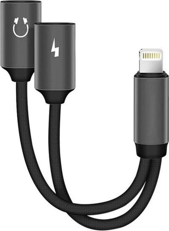 Jumalu iPhone splitter - lightning splitter - audio en opladen - grijs