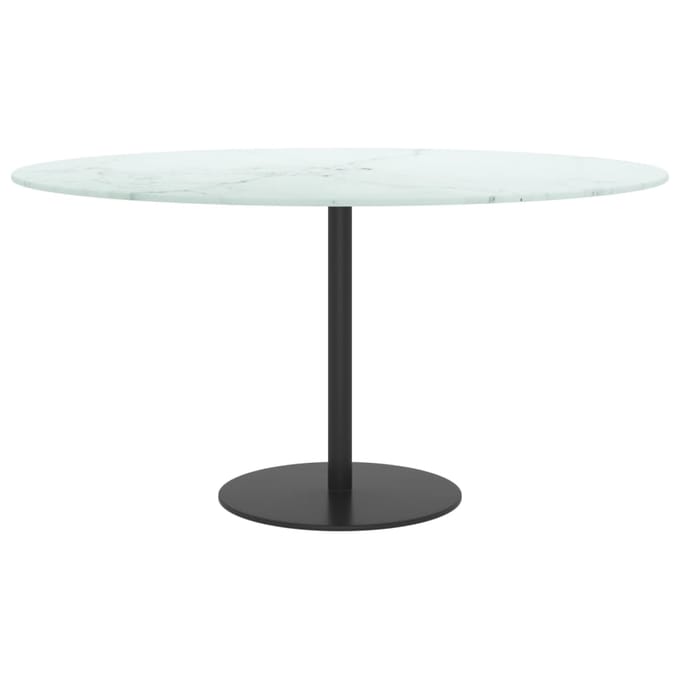 vidaXL - Tafelblad - Ø80x1 - cm - gehard - glas - met - marmeren - design - wit
