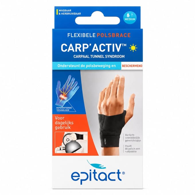 Epitact Carp Activ - Polsbrace Links - Maat M - Flexibele Wrist Brace - Carpaaltunnel Ondersteuning