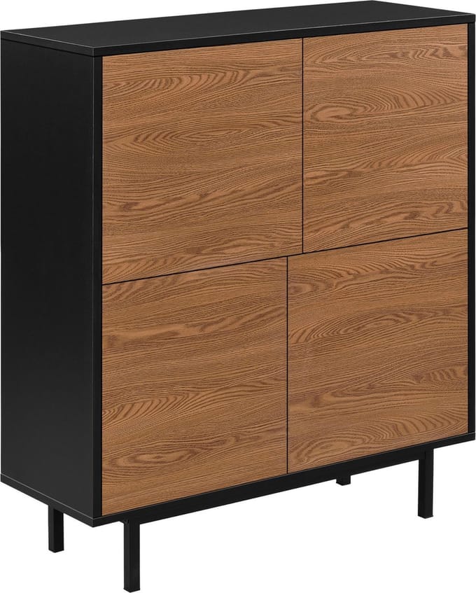 Commode Gnosjö 93x80x30 cm zwart en houtkleurig