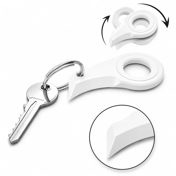 Alvora doosopener sleutelhanger - Compacte pakketopener en verpakkingsopener met draaibaar onderdeel - Wit