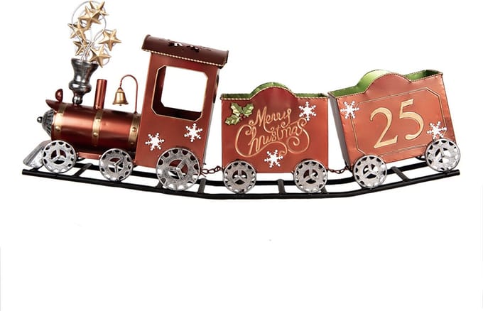 Clayre & Eef Kerstdecoratie Beeld Trein 79x15x37 cm Rood Metaal
