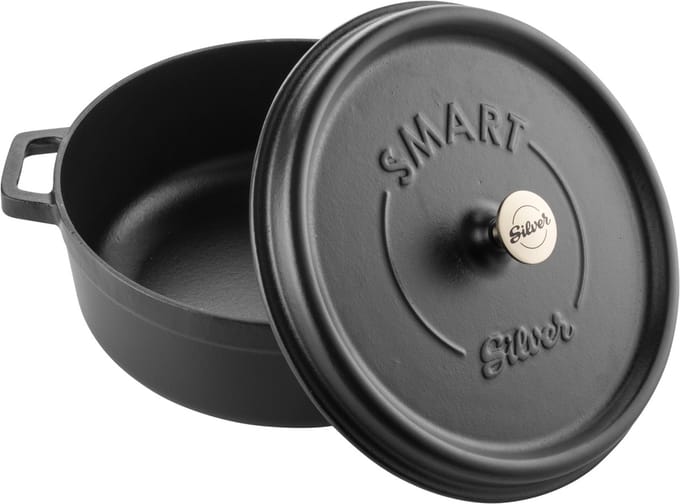 Silver Braadpan - 24 cm - 4.0 liter - Gietijzer - 4 Lagen emaille coating