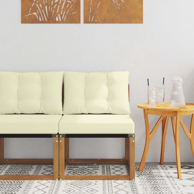 vidaXL - Buiten - Middelste - sofa - Massief - acaciahout - en - Textilene-stof