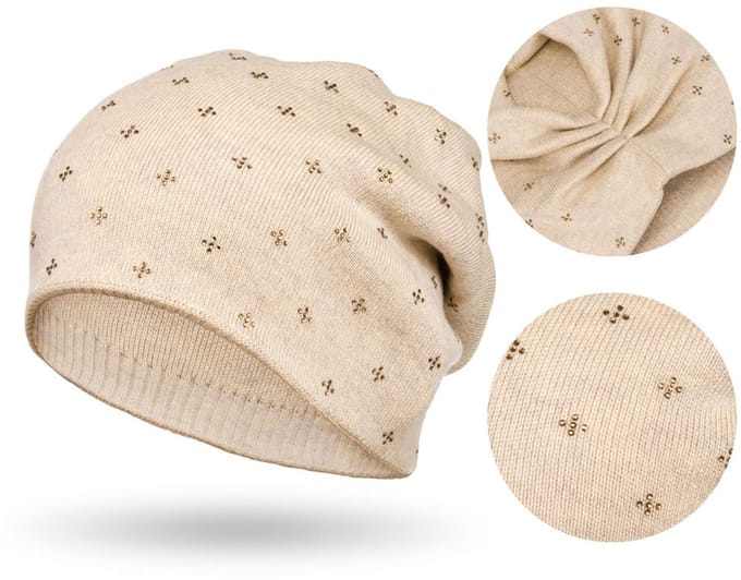 Peterson - Elegante Slouchy Muts - Beige - Met Kristallen