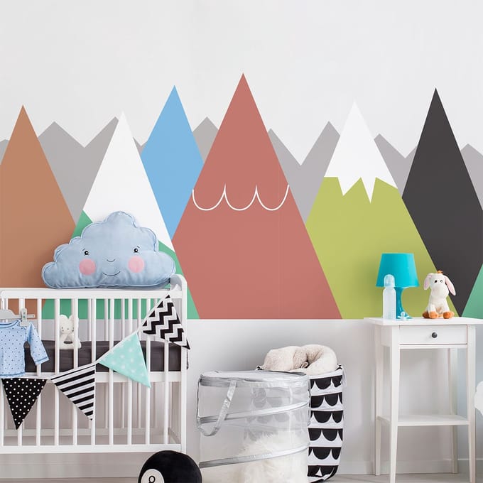 Kinderstickers met Scandinavische bergen van Danika, 90 x 135 cm