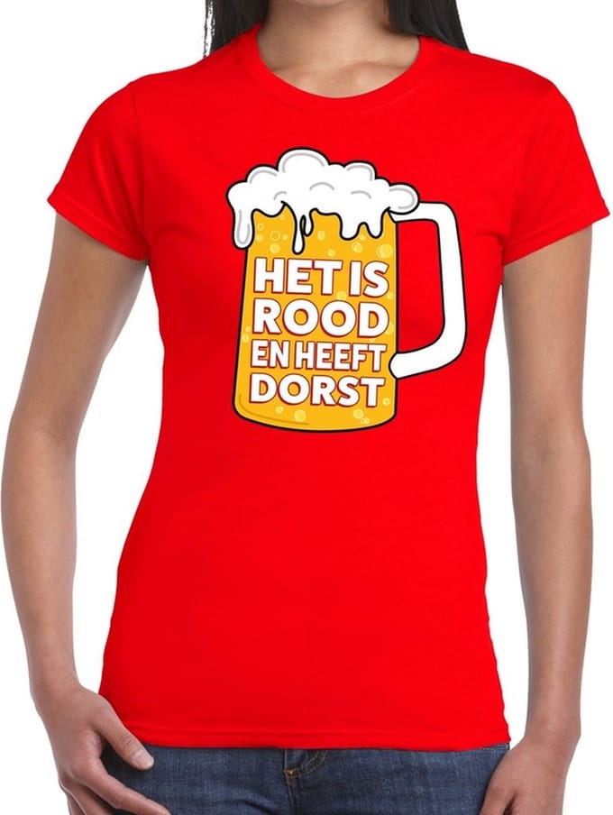 Het is rood en heeft dorst t-shirt dames - tekst shirt Het is rood en heeft dorst voor dames S