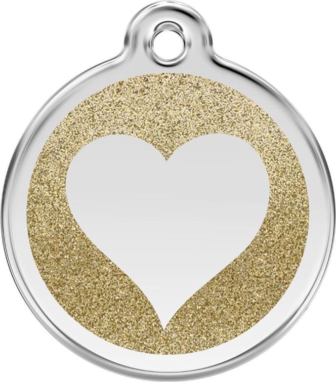 Red Dingo hondenpenning 38 mm hart glitter goud