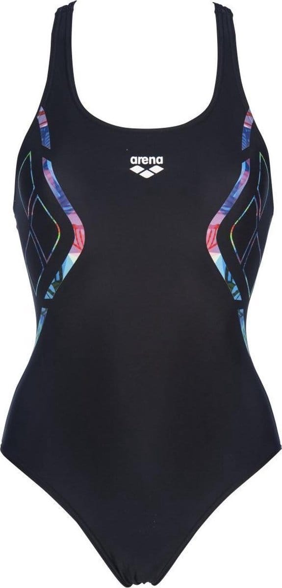 W Reflected Simmetry V Back One Piece Zwart - Blauw