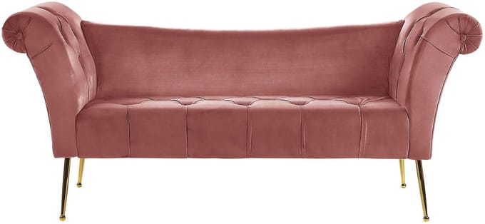 BELIANI NANTILLY - Chaise longue - Roze - Symmetrisch - Fluweel