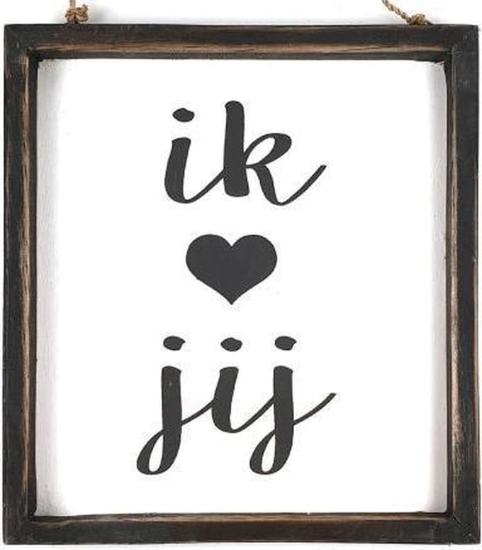 tekstlijstje 20x18cm ik hartje jij black/white