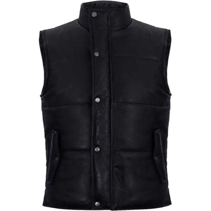 Puffer warmer vest Mouwloos gewatteerd leren jack