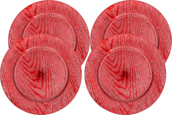 8x Stuks diner onderbord - rood - kunststof - 33 cm