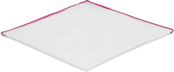 Witte pochet met roze randen