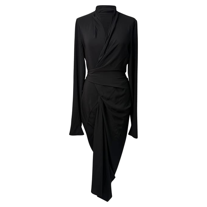 Rick Owens Cocoon midi-jurk in zwart acetaat