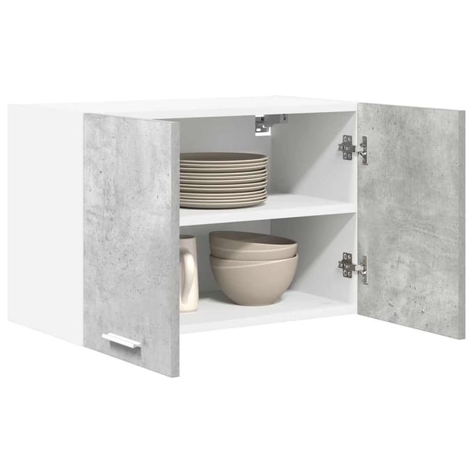 vidaXL - Hangkast - 2 - st - Beton - Grijs - en - Wit - Bewerkt - hout