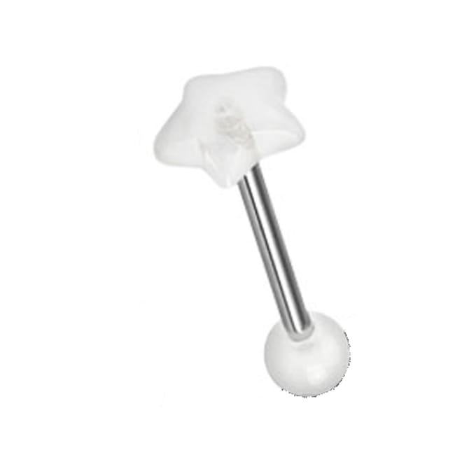 Tongpiercing glow in the dark ster 1.6x16 - wit - LMPiercings