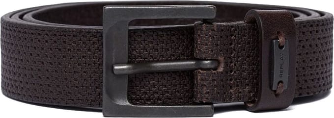 REPLAY Leren Riem Full Leather Belt W100 Black Brown Donkerbruin