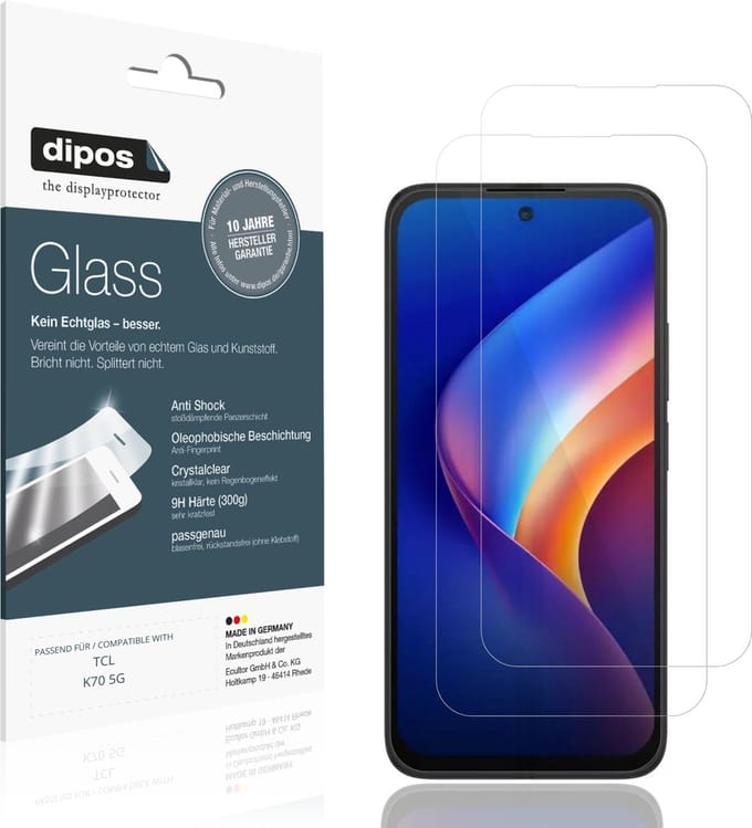 dipos – 2x Pantserfolie geschikt voor TCL K70 5G | 9H Screenprotector