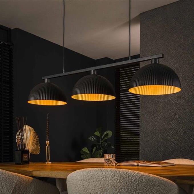 Hoyz hanglamp 3l halfronde kap-ribbel artic