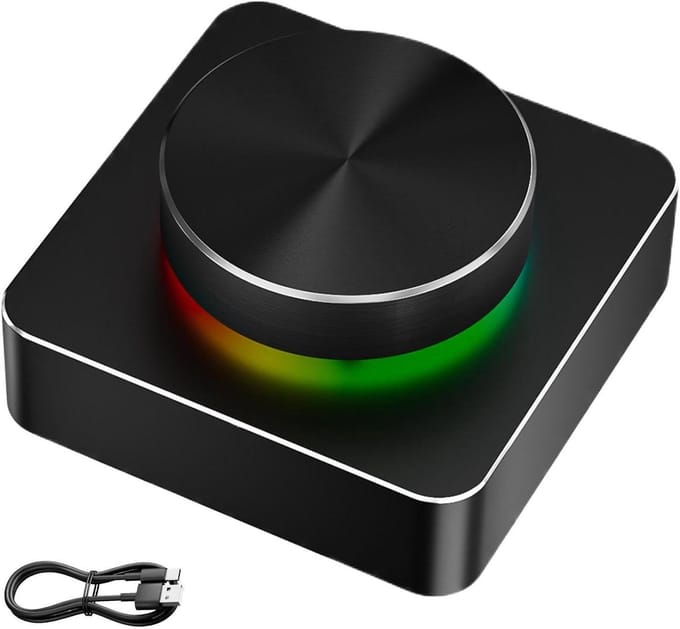 Draadloze Volumeregelaar - Multimedia Controller - Audio Bediening - Programmeerbare Knoppen - 5.2 x 9.3 cm - Meerkleurig