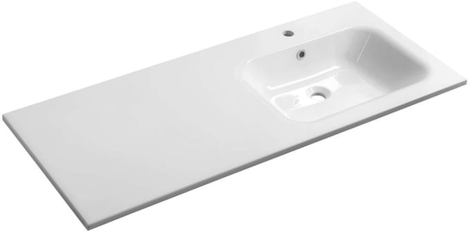 Sapho Wastafels - Wastafel, 121x52 cm, met overloop, kraangat, wit AC121R
