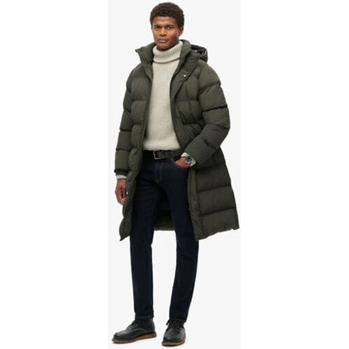 Superdry Lange Pufferjas met Capuchon Groen Grootte: XL