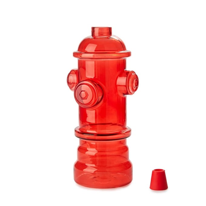 Bouteille en verre pour eau boissons hydrant rouge pour pompier drôle 1,2 l